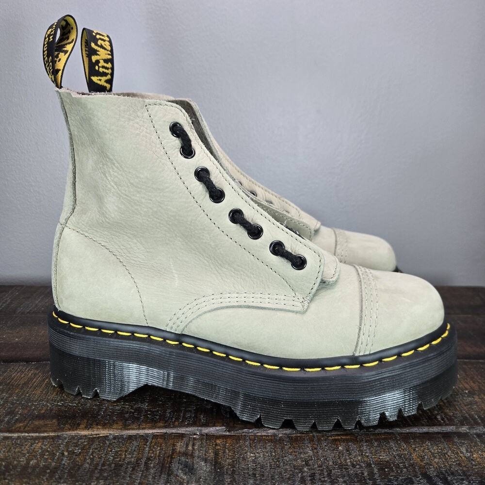 NEW Dr Martens Sinclair Womens Size 10 Zipper Platform Boots Calf Leather Beige